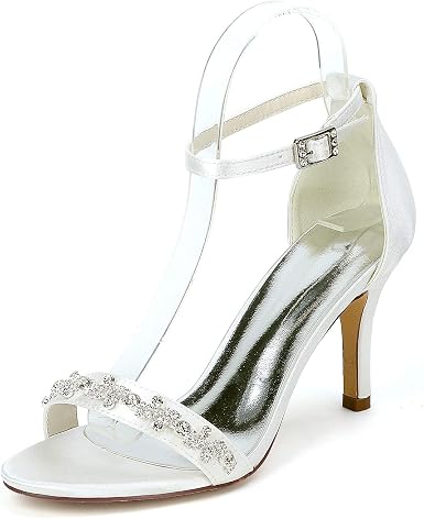 Dames Trouwschoenen, Naaldhak Open Teen Sexy Bruiloft Feest \u0026 Avond Satijn  Strass Effen, Dames Sandalen : Amazon.nl: Kleding, schoenen \u0026 sieraden