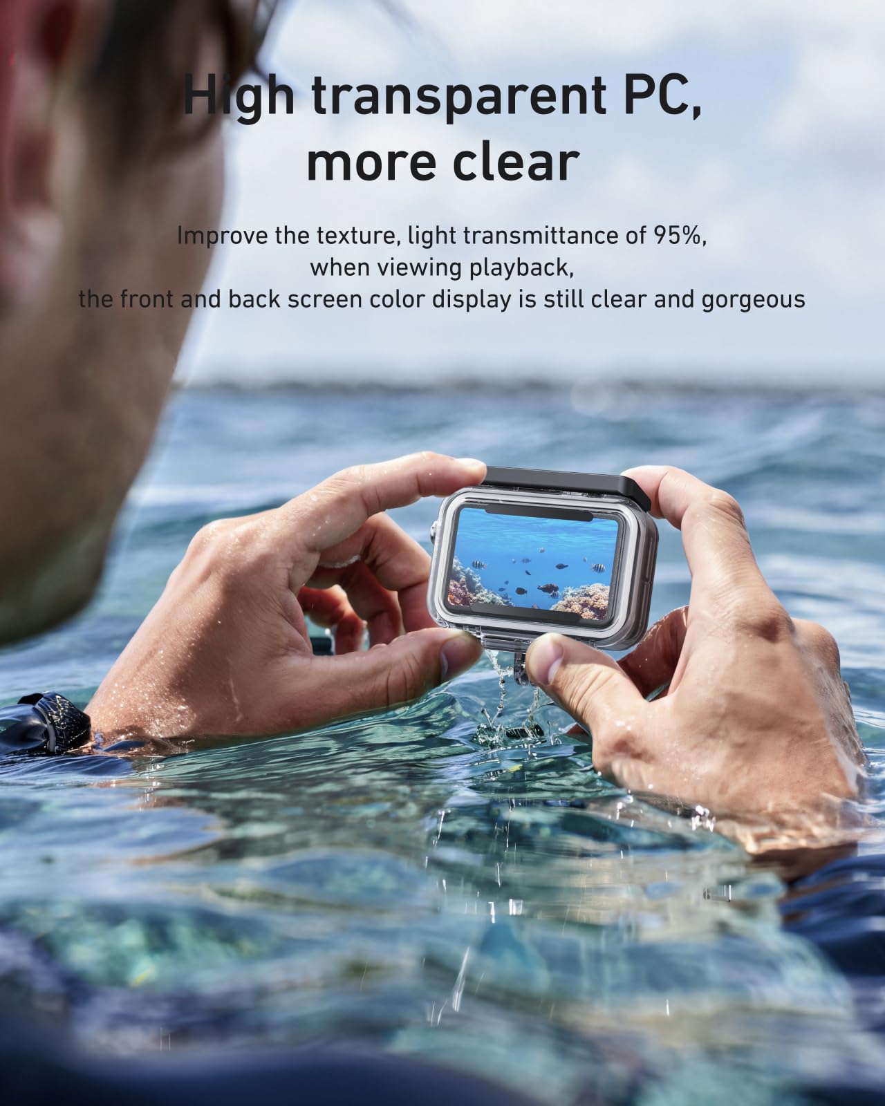 TELESIN Ensemble de coque étanche pour DJI Action 5/4/3, boîtier étanche avec bâton à selfie flottant et support de changement rapide, adapté à la plongée jusqu'à 45M pour la plongée avec tuba et la