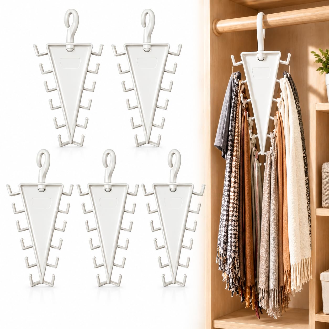V Shaped Double-Sided Closet Organizer Hanger, 2027 New Closet Organizer (White-5pcs)