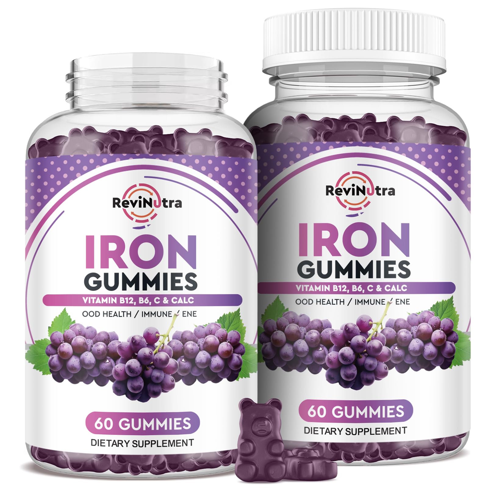 Iron Gummies - with Calcium, Zinc, Folate & Vitamin B12, C,B6 for Adults & Kids - Blood Builder & Energy Support for Iron Deficiency, Anemia, Vegan - 60 Gummies — Amazon image 14