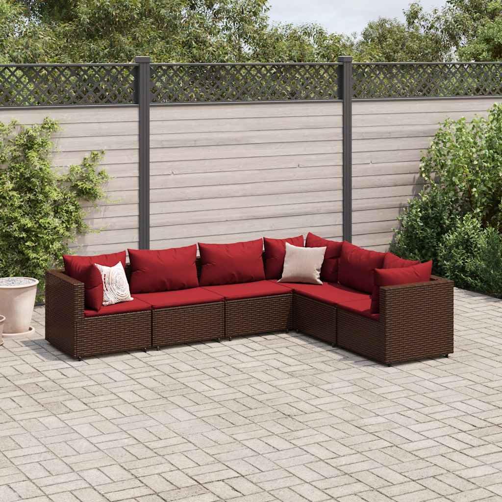 vidaXL 6-cz zestaw wypoczynkowy do ogrodu, poduszki, brązowy rattan PE, sofa do ogrodu, wypoczynek ogrodowy, meble wypoczynkowe do ogrodu