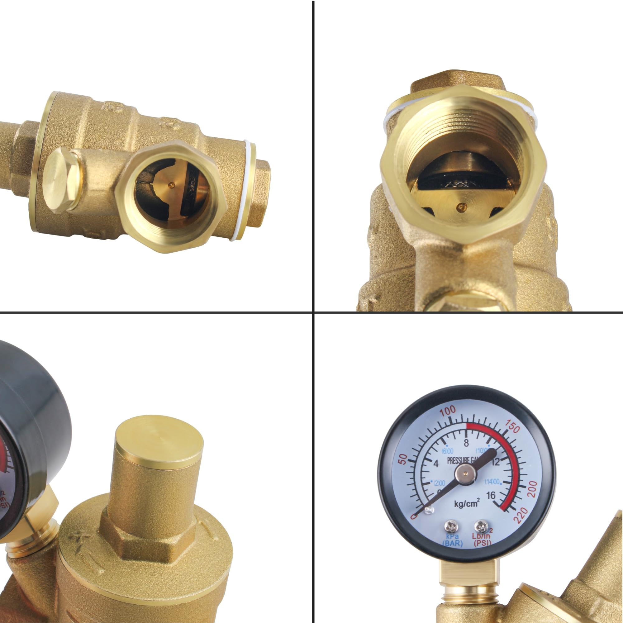 Wasserdruckminderer 1/2 Zoll DN15 – Aus Messing, Mit Manometer, Einstellbar – Für Haushalt, Gewerbe & Industrie
