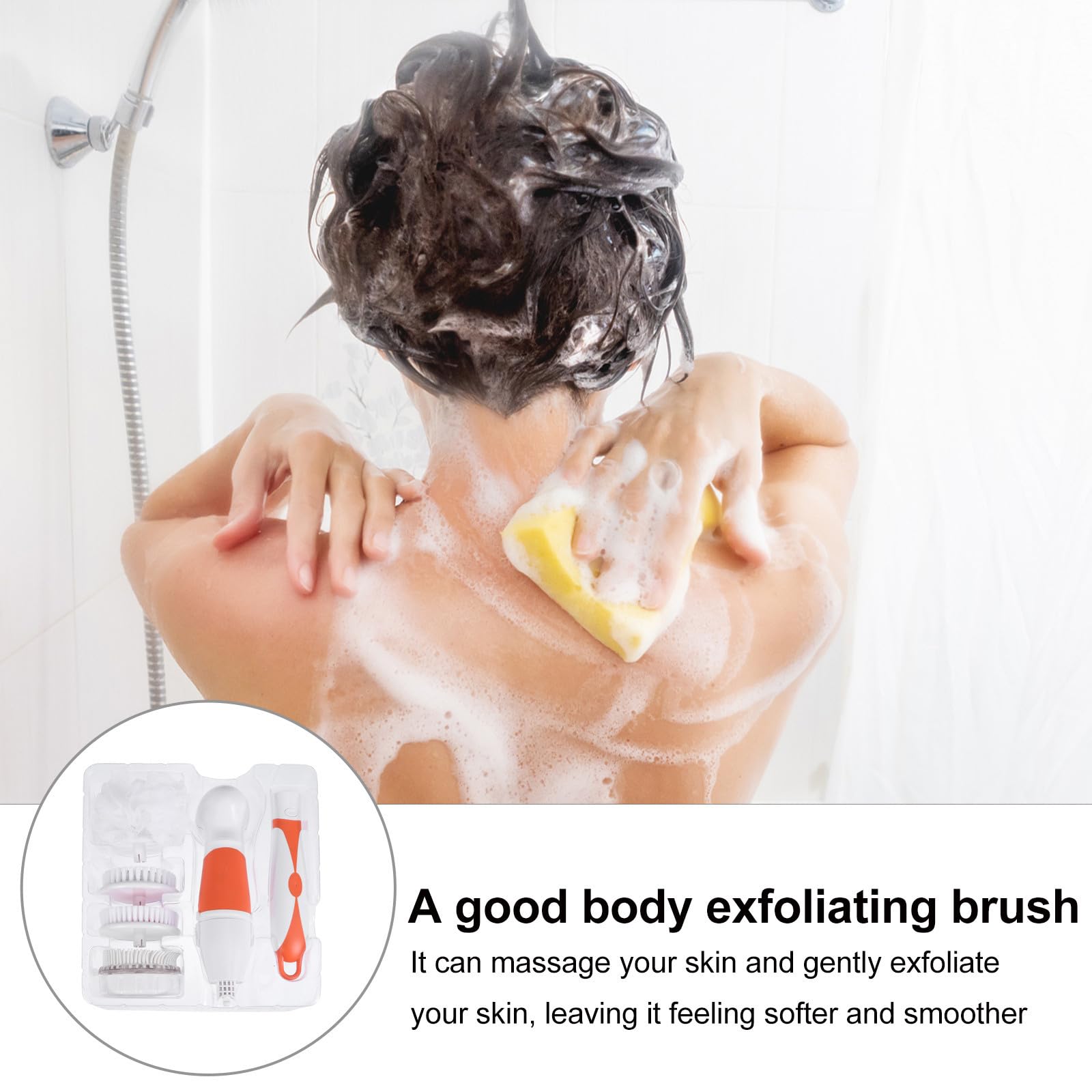 Cepillo de Baño Eléctrico Portátil de Mango Largo para Ducha