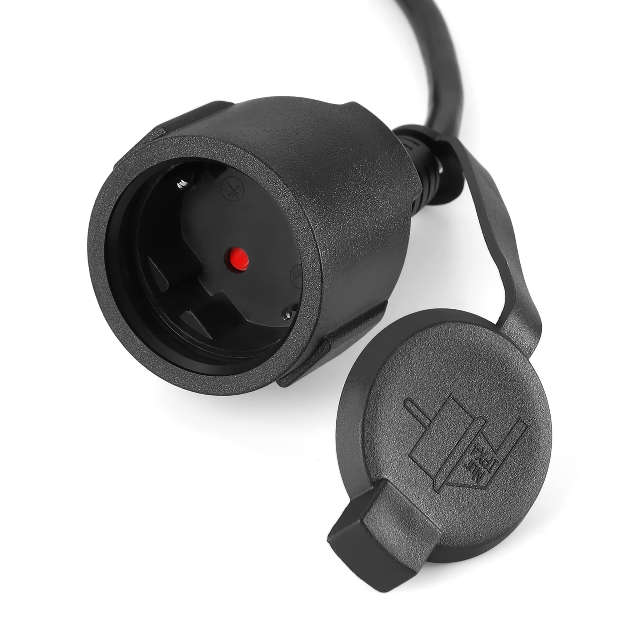 NAIZY Rallonge Électrique 30m pour Barrette Multiprise, Cordon d'Extension Noir IP44 avec Housse de Protection, Prise Euro, Câble d'Extension