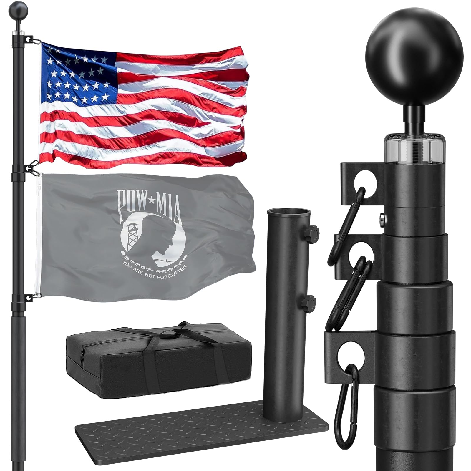 Photo 1 of IIOPE 20FT Tailgate Flag Pole Kit, Portable RV Flagpole with Tire Mount