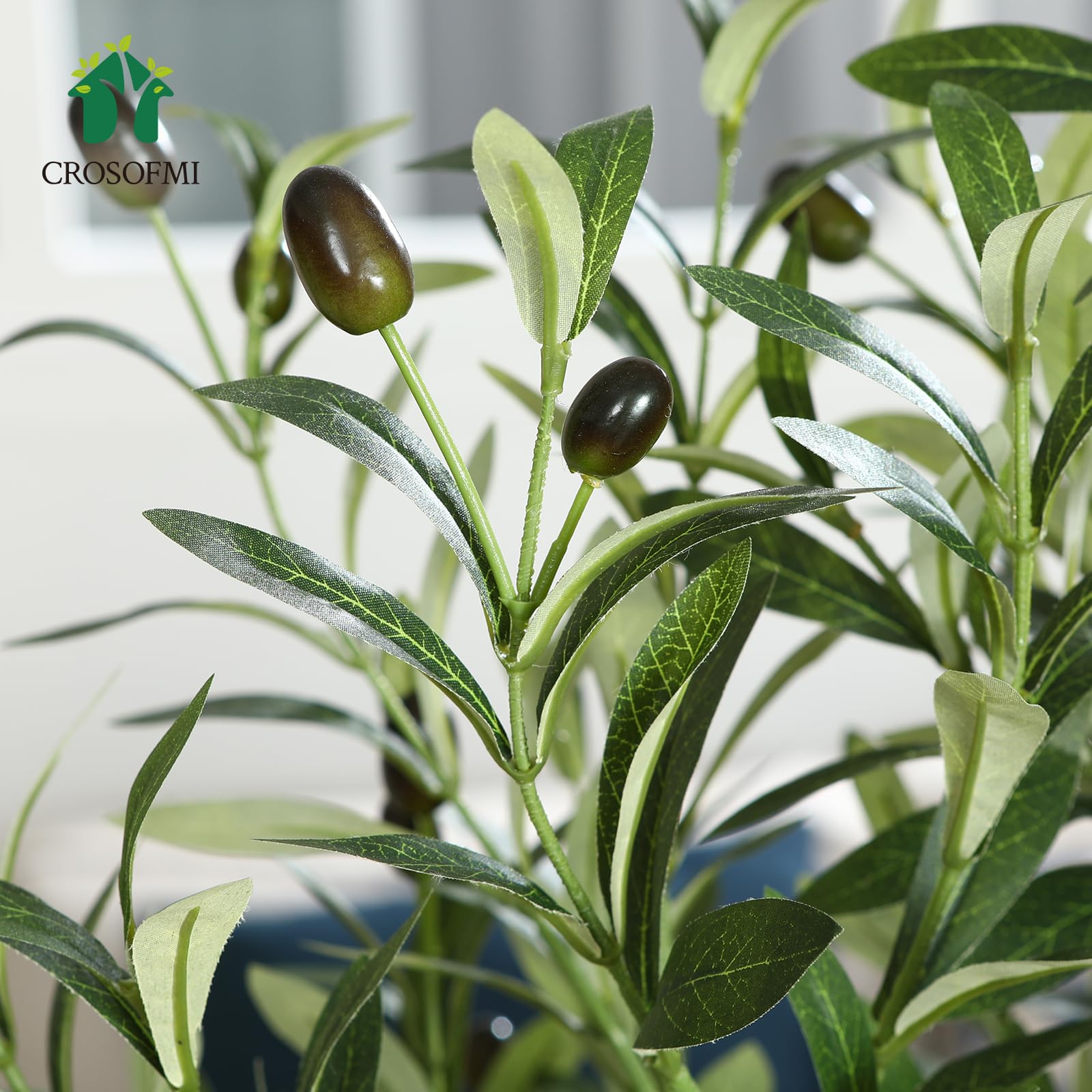 CROSOFMI Olivier Artificiel 150cm en Pot Fausse Plante Verte Décoration pour Intérieur Extérieur Maison Chambre Salon Balcon Cour Jardin