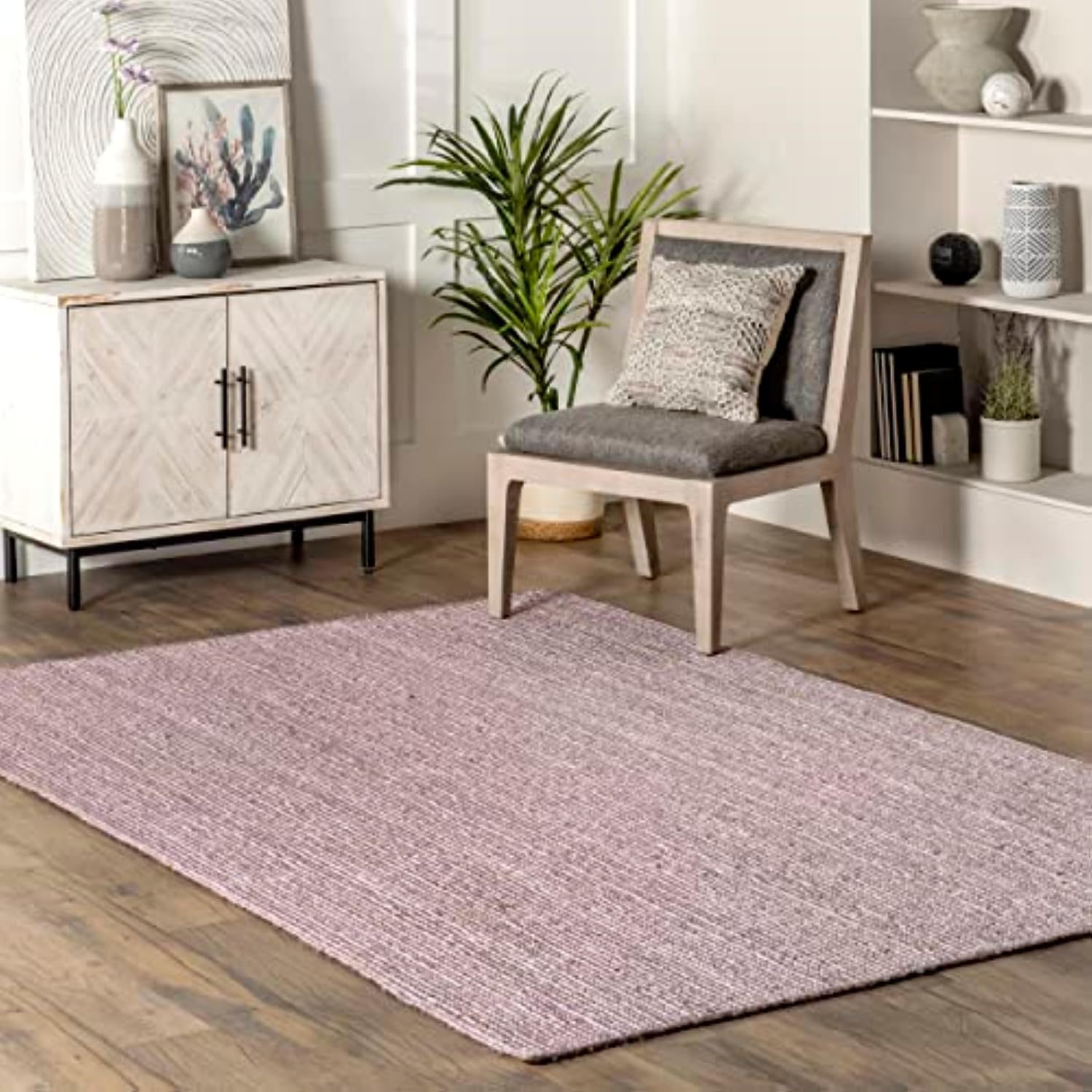 Tappeto in iuta viola rettangolare intrecciato a mano reversibile per interni ed esterni – (2x3 piedi quadrati)