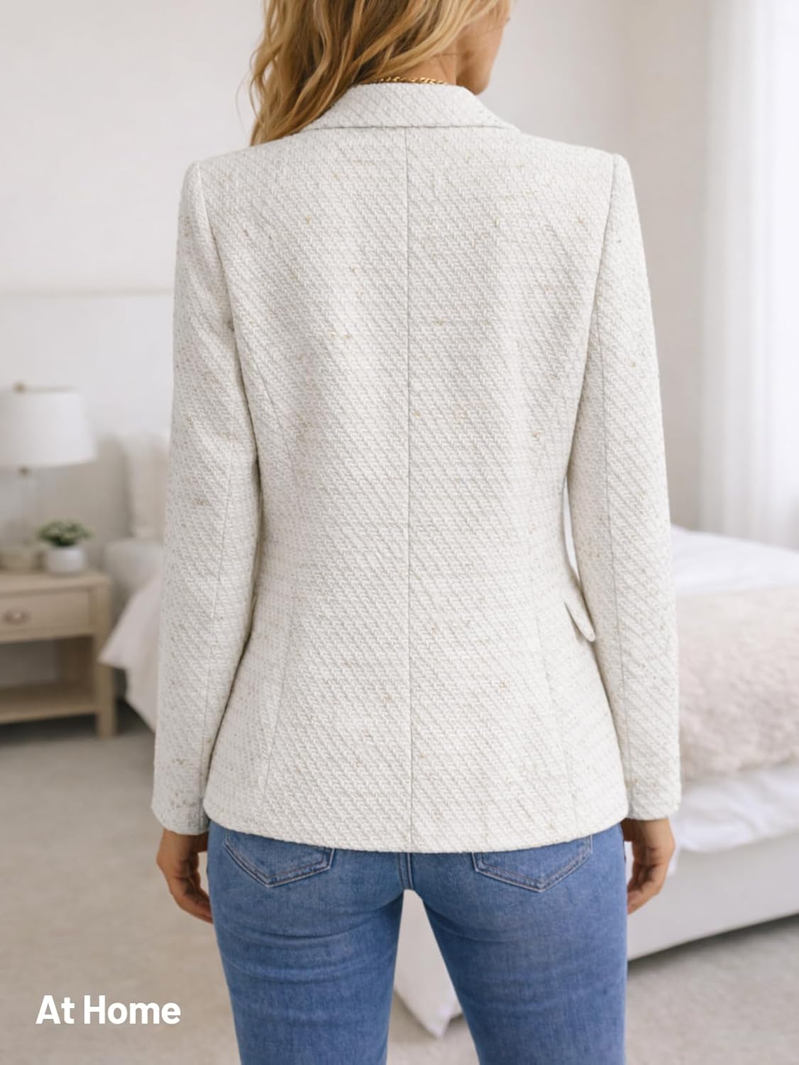 Mina Self 2026 Women's Tweed Plaid Blazer Jacket - Fully Lined Fashion Business Casual Elegant Work Coat with Pockets