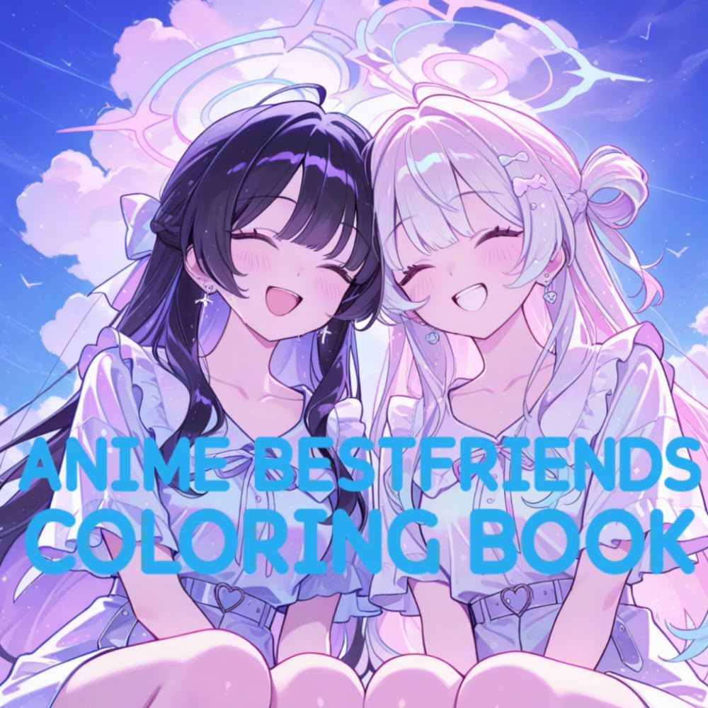 Anime Bestfriend Coloring Book !: Cute anime-style best friend duos