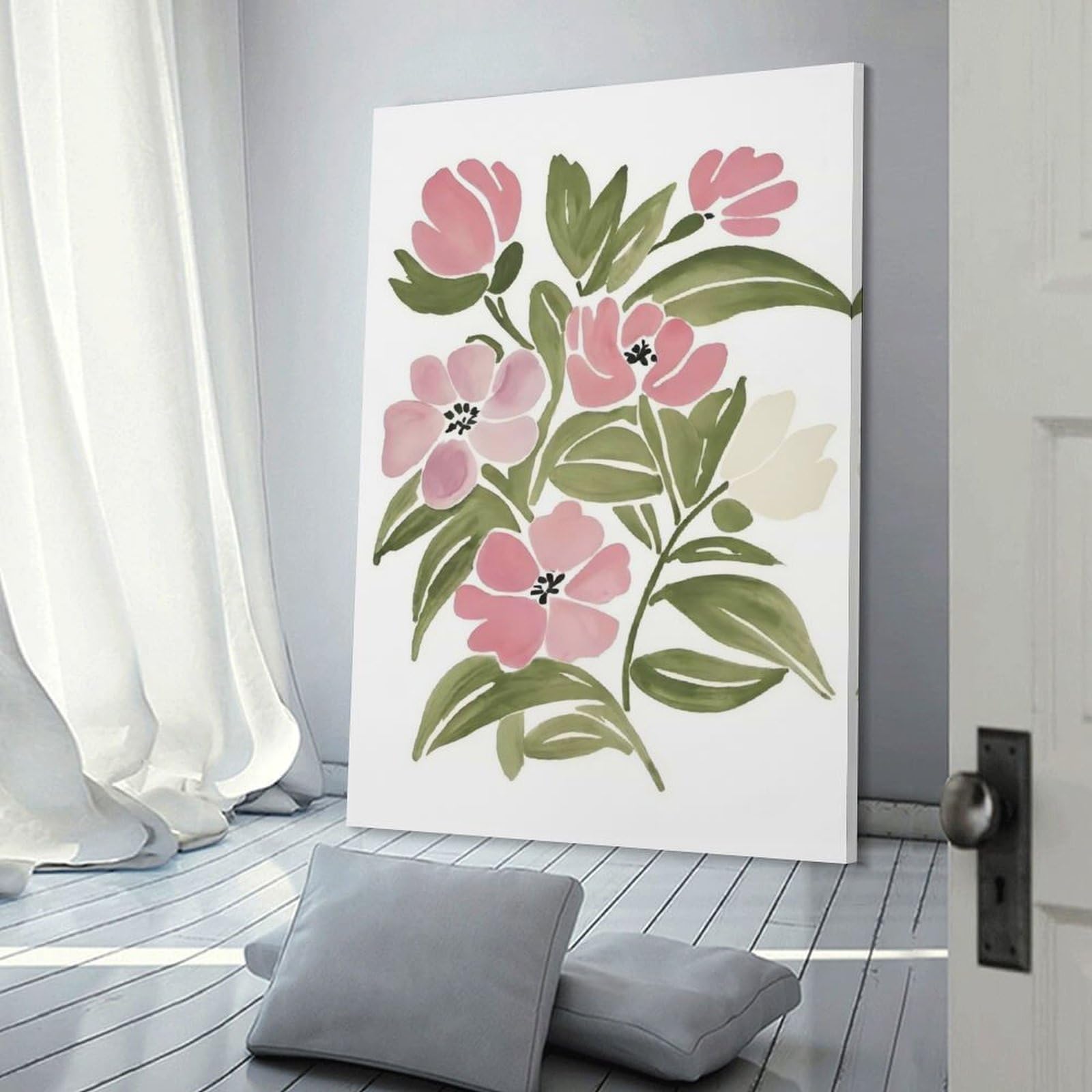 Junmoney Watercolor Floral Bouquet Canvas Wall Picture 24x36inch(60x90cm), for Contemporary Homes, Apartments Or Offices, Wall Decor with Flexible Room Appeal