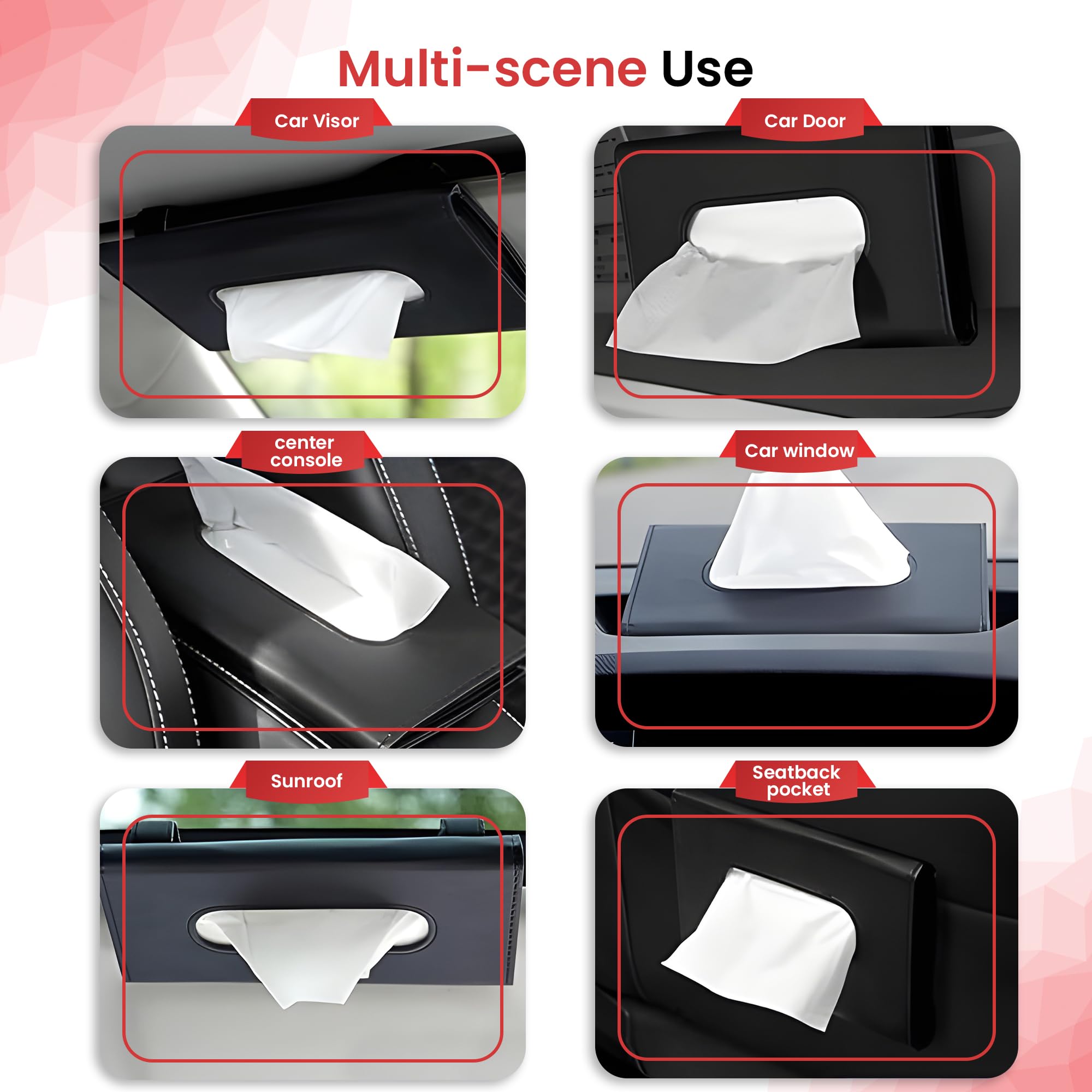 AUTOGUYS Car Tissue Holder for Visor and Dashboard - Interior Accessories, Sun Visor Tissue Holder, Stylish Car Decor (Black) - Image 3 thumbnail