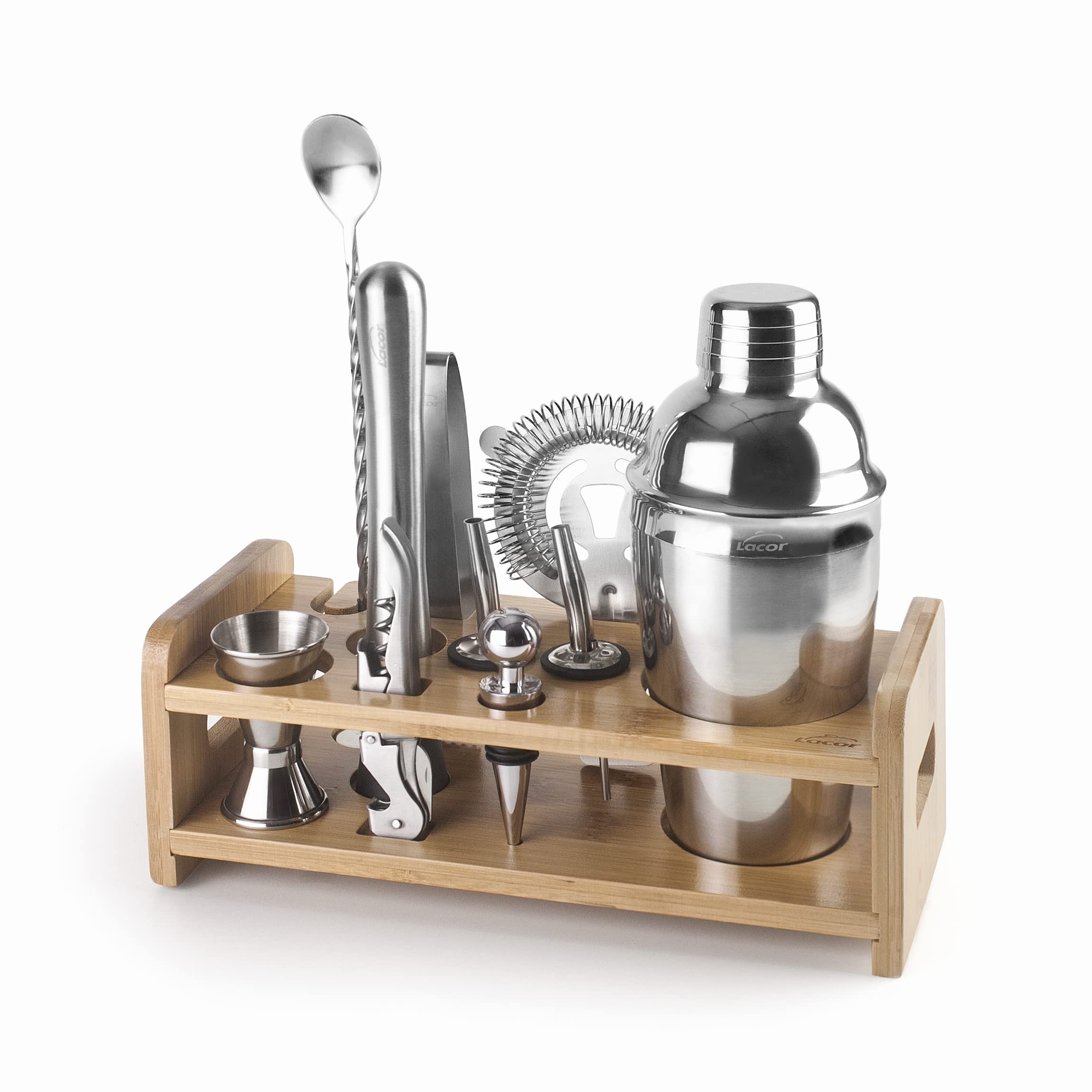 Support En Bois Pour Accessoires De Bar - Range Shaker, Cuillère, Passoire… | Économiseur D'espace Pour Barman à Domicile