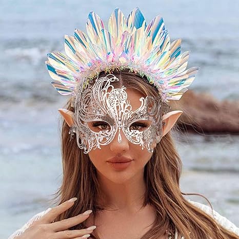 Maschere Di Pizzo Per Feste - Set 8 Pezzi Uomo E Donna, Veneziane Per Balli E Carnevali - Foto 4