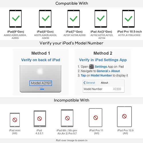 Miniatura 3 de Typecase - Funda táctil delgada y ligera para iPad de 9 generación con teclado (10.2 pulgadas, 2021), 8 y 7 generación, Air 3, Pro 10.5, trackpad