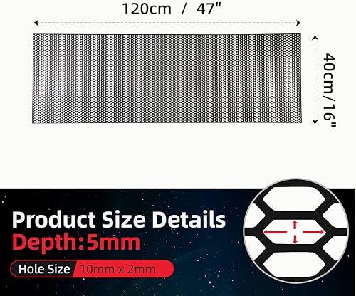 Miniatura 7 de AggAuto Malla universal de plástico ABS de 47 x 16 pulgadas para parrilla de coche, rejilla de inserción de parachoques para parachoques con agujero