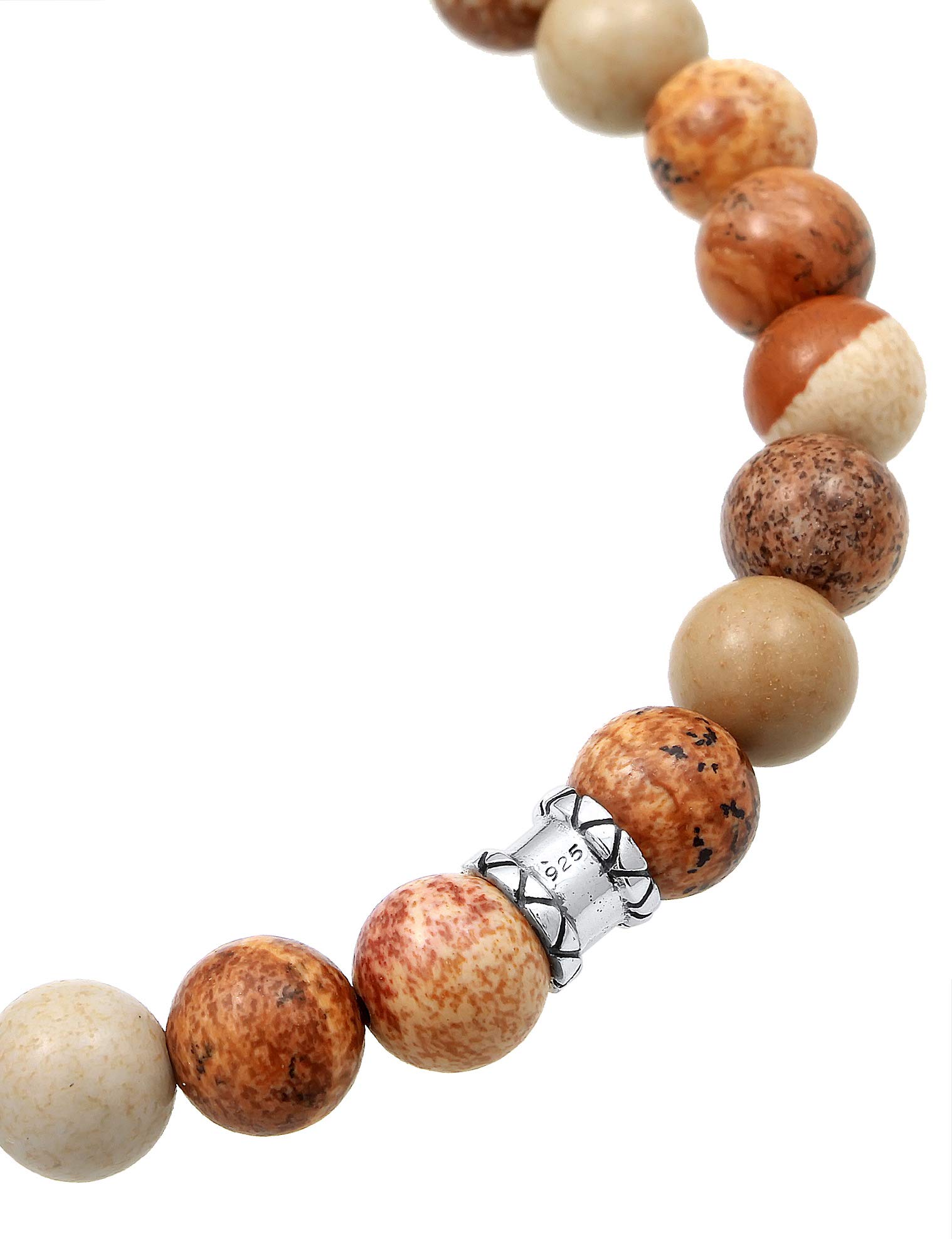 Kuzzoi Buddha Herren Armband mit braunen Achat Edelstein Perlen | Tigerkopf Anhänger elastisch Yogaarmband Energiearmband 0201490719
