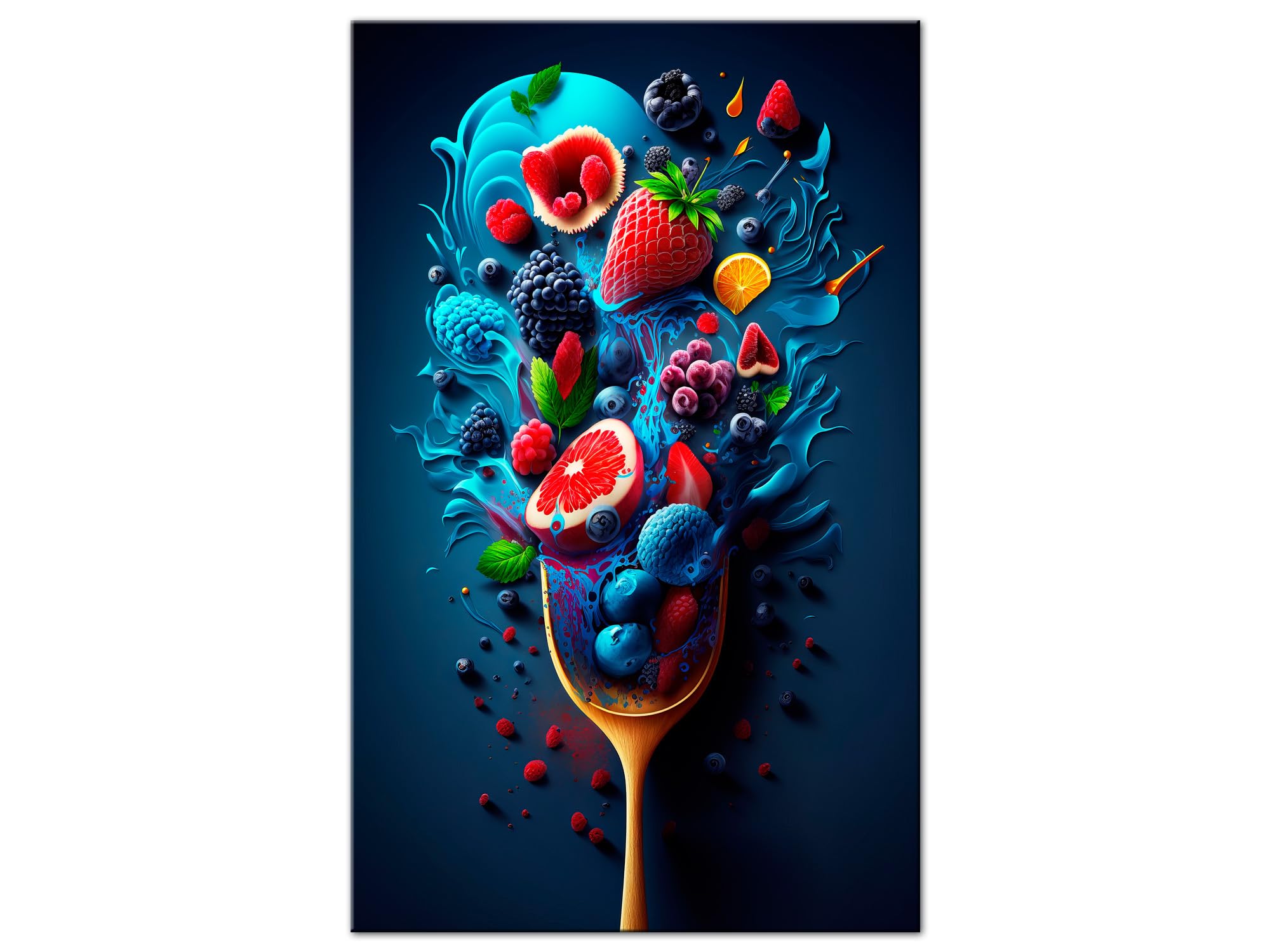 DECLINA, tableau mural, impression sur verre acrylique, décoration moderne, tableau déco assortiment de fruits, art mural contemporain, cadre design élégant, 50x80 cm