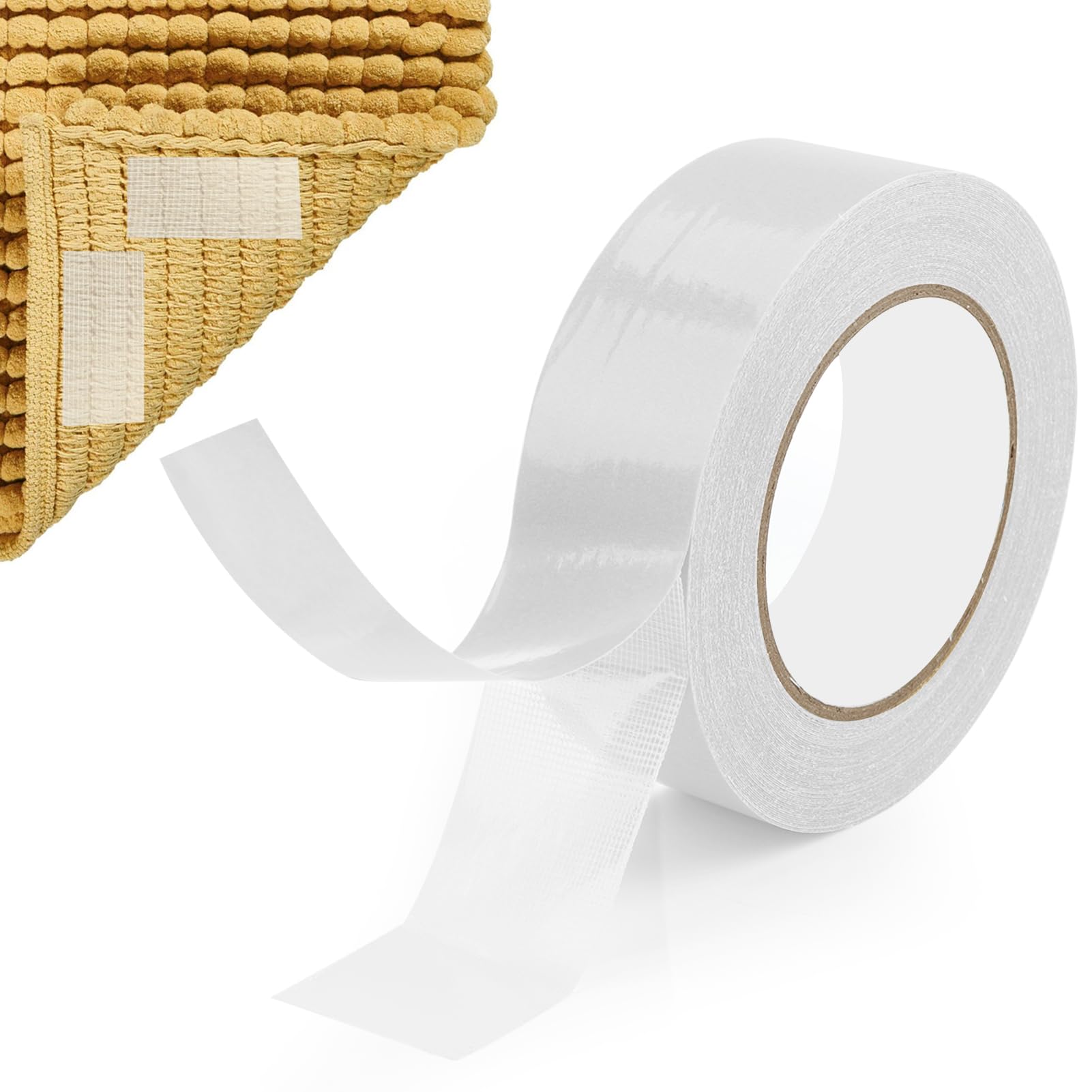 White Rug Gripper for Mats on Carpeted Floor,4cm(W)x20m(L)Carpet Grippers for Rugs top of Carpet Anti-Slip Rug Gripper Laminate Floor Mat Stopper Keep Your Area Rug Flat Hardwood Floor&Tiles-1Roll