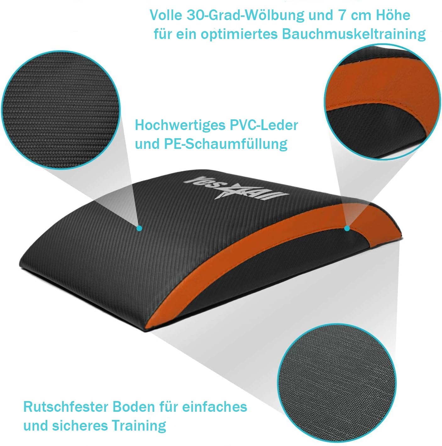 Yes4All Bauchmuskel-Matte, Ab Übung Matte Core Trainer, Gymnastikmatte mit Steißbein Schutzpolster/Bauchkeil - Bauchmatte Unterstützung für Abdominal Training, Sit-Up-Pad Bauch