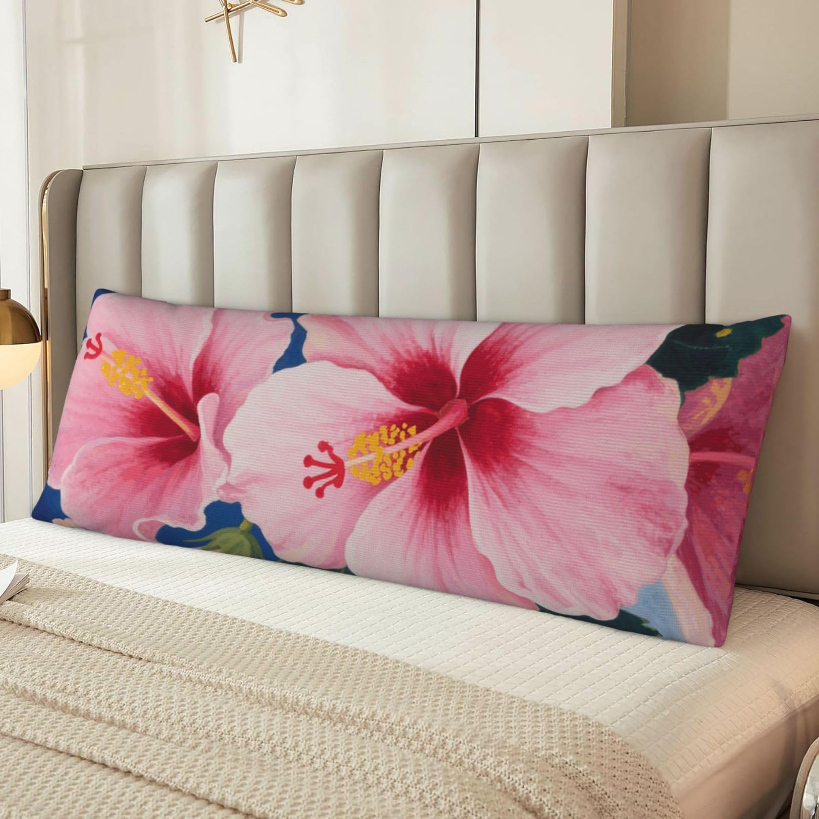 Blooming Hibiscus Body Pillow Cover with Hidden Zipper 54"X20",Ultra Soft Microfiber Long Pillow Case Decorative Bedding Pillowcase Cushion Cover Cases for Bedroom Couch Sofa,Home Gifts
