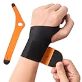Wrist Brace Left Hand – Carpal Tunnel Wrist Support for Pain Relief, Arthritis, Tendonitis, Sprains – Ultra-Thin Elastic Wrist Wraps Compression for Men and Women (Black & Orange)
