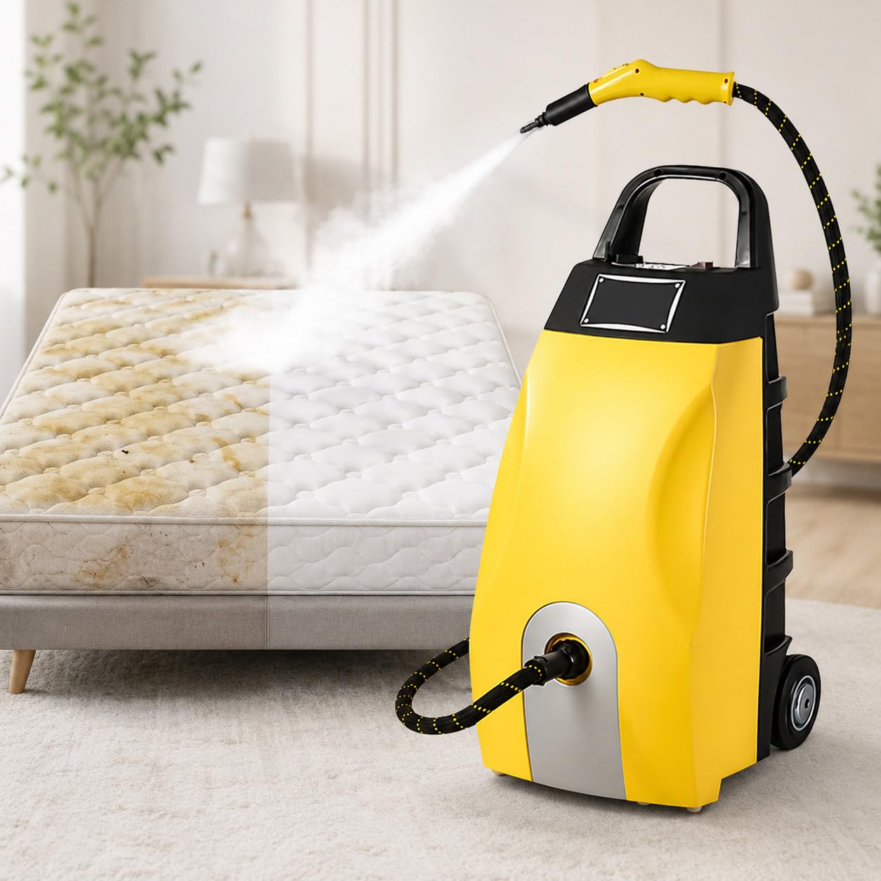 Pulitore a Vapore Multifunzione 2500W con Serbatoio da 3,5L Yellow