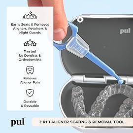PUL Pack of 2 Reusable 2-in-1 Aligner Seating Chewie & Removal Tool - Compatible with Invisalign, Removable Braces, Retainers, Trays - Easy-to-Use Remover & Chew, Dental & Oral Hygiene Care - Blue