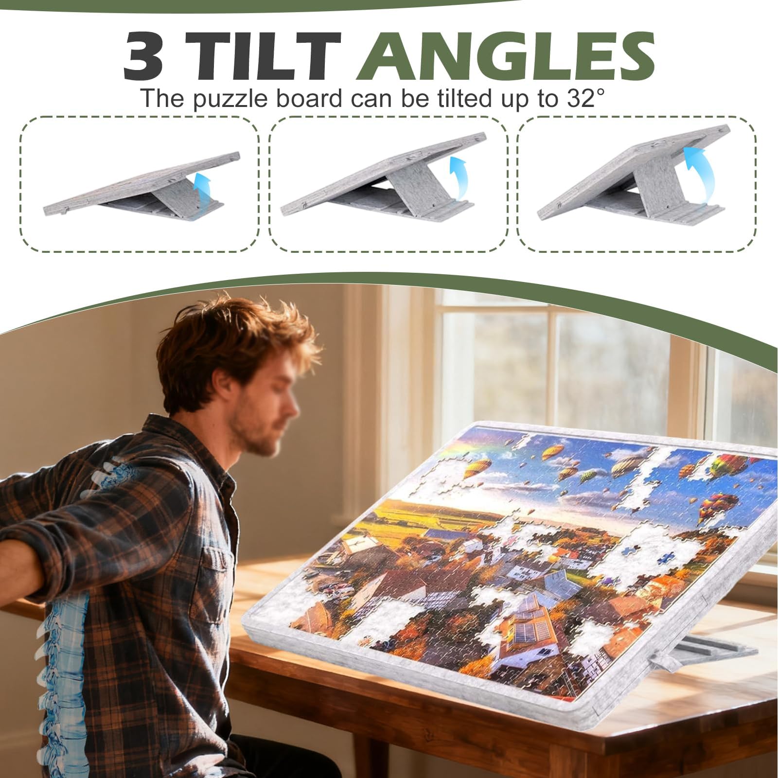 Tapis Puzzle 1000 Pieces Table Puzzle Inclinable Plateau Puzzle Table De Puzzle Tapis Puzzle avec Tiroir Table à Puzzle Ultra-LéGèRe en Feutre