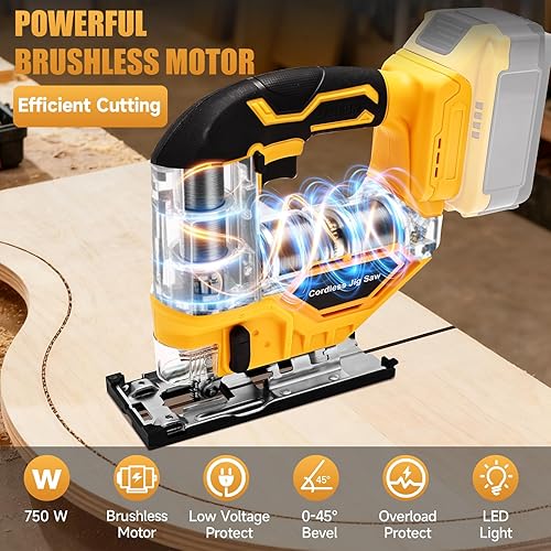 Miniatura 3 de Sierra de calar para batería Dewalt de 20 V máximo, herramienta de sierra de calar inalámbrica con cortes biselados de 45 y 3 movimientos orbitales,