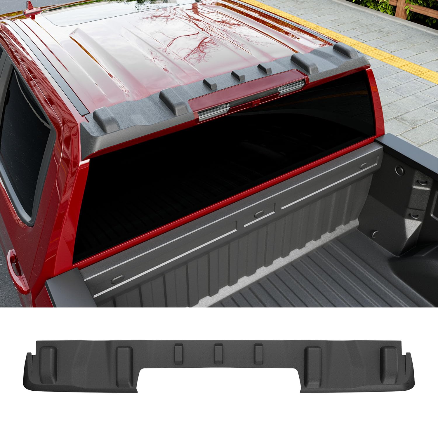 powoq Rear Roof Protector Compatible with 2019-2025 Chevy Silverado 1500 Truck Cab Roof Protector TPE Rear Spoiler Replacement for 2019-2025 Chevy