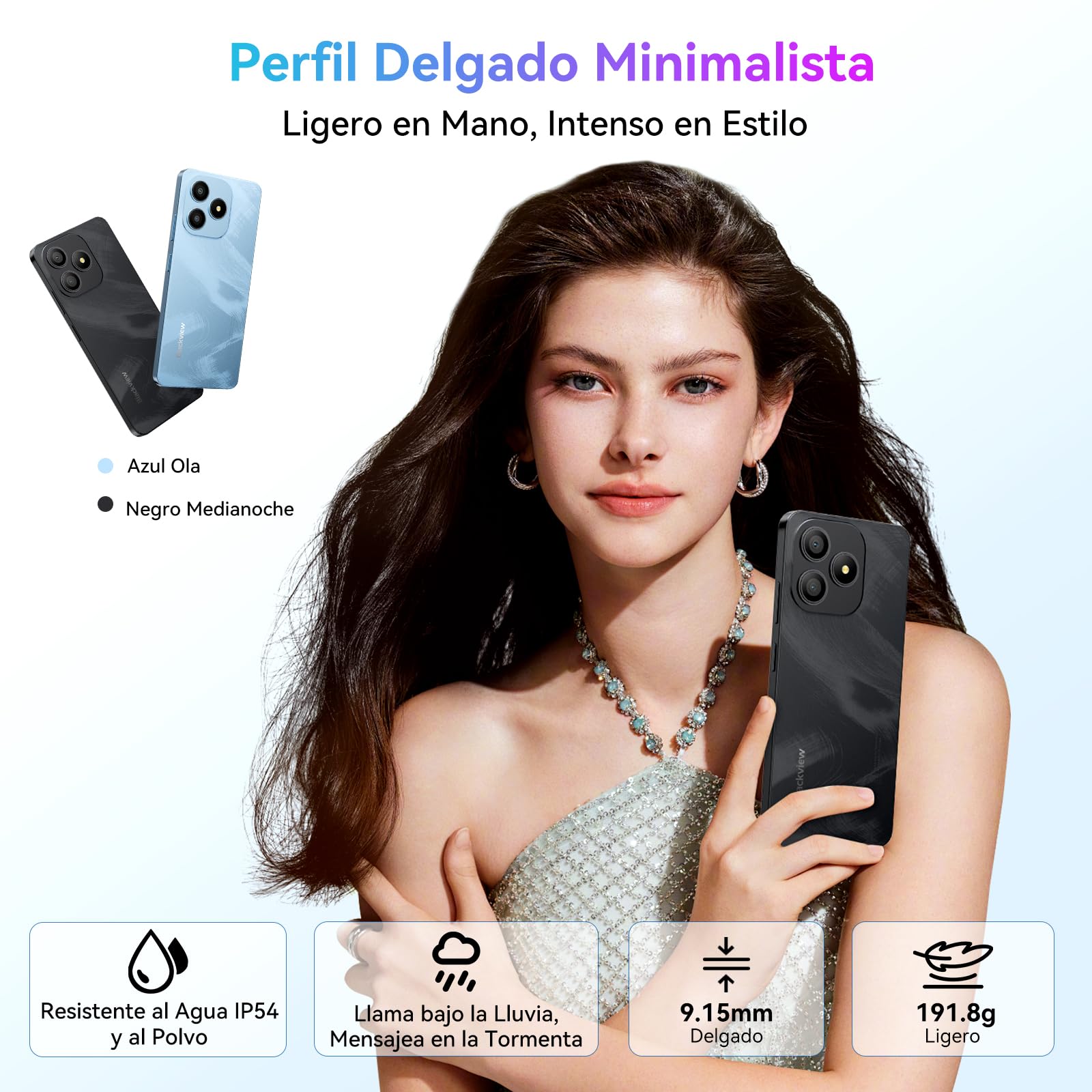 Blackview Wave 9C Smartphone Android 15 con Funda de Teléfono, Moviles Baratos 12GB+64GB/2TB TF, Telefonos Moviles IP54 6,56", Telefono Octa-Core, Dual SIM, 13+8MP, Face ID, Fingerprint, OTG, GPS