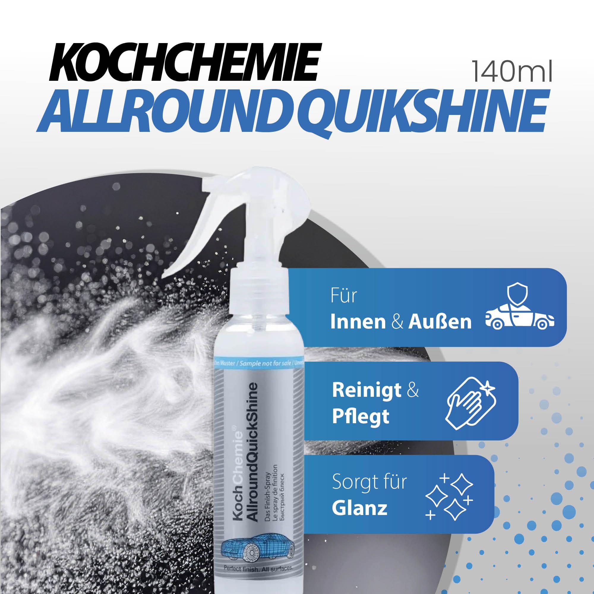 detailmate Menzerna Auto Polituren Set: Menzerna: Heavy Cut Compound 1000 + Medium Cut Polish 2500 + Super Finish 3500 + Koch Chemie AllroundQuickShine 140ml + detailmate Mikrofasertuch 550GSM