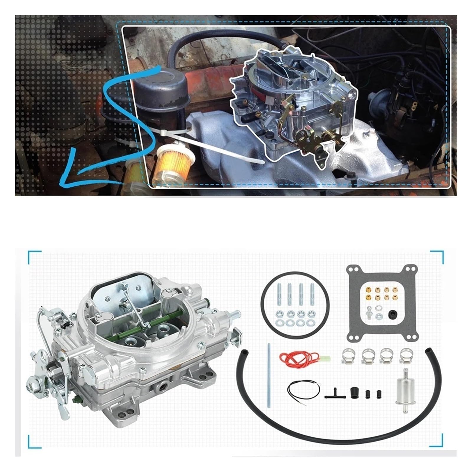 Carburateur Performer 600 CFM à 4 corps alésage carré avec starter manuel en aluminium (modèle 1405)
