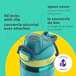 Bouteille d'eau Bubba Kids Flo avec manchon en silicone et large ouverture, 16 oz (473 ml), bouteille en plastique sans BPA avec couvercle à bouton-poussoir et poignée de transport, Scuba/Limelight