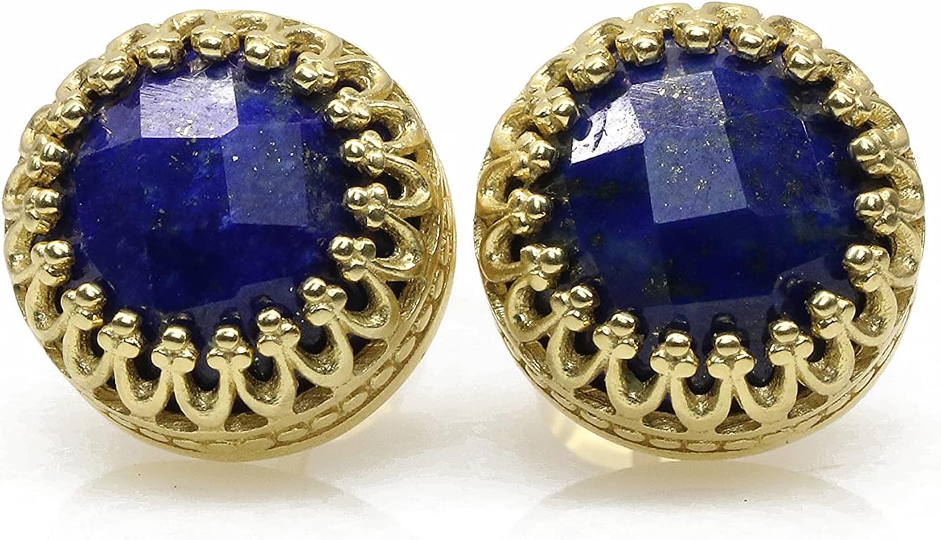 Stud Lapis Lazuli Earrings - Stone Earrings for Women in 14k Gold Filling - Drop Earrings for Formal Occasions and Everyday Wear - Box Included
