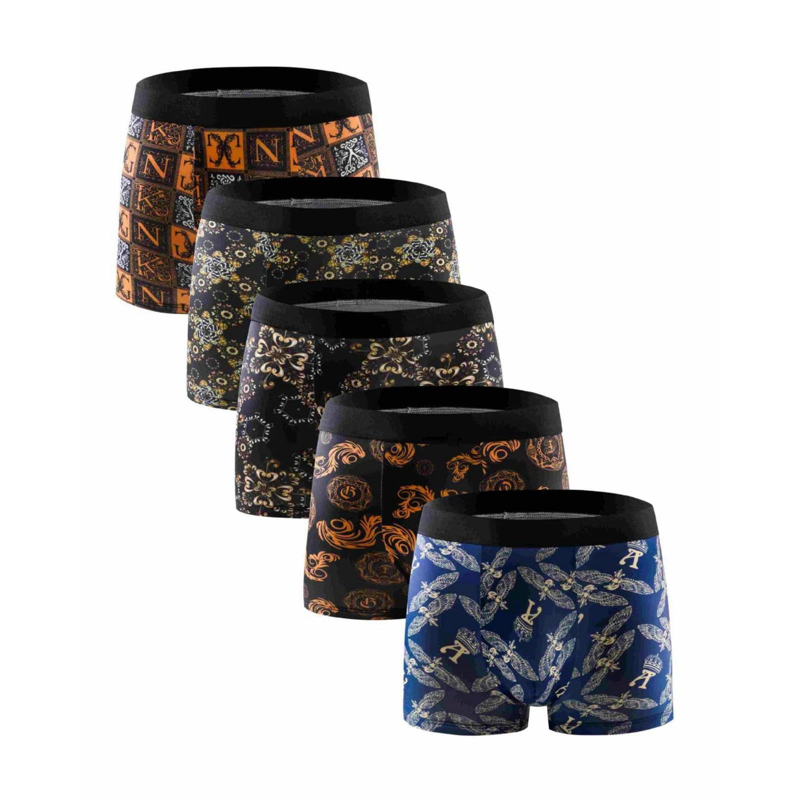 Boxer Uomo 3,4,5 Confezioni di Biancheria Intima da Uomo con Crotch Antibatterico, Stampa Elastica Traspirante, Comodi Boxer Shorts-5 Colori Misti-l