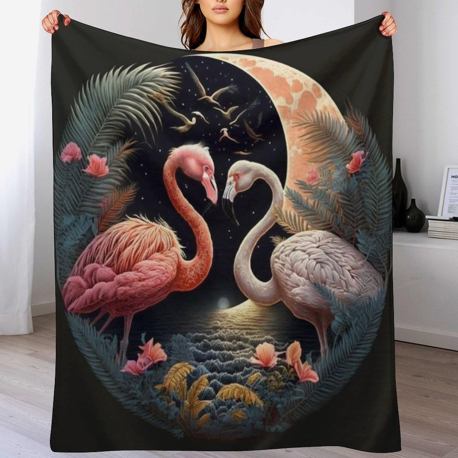 Couverture polaire en flannel cygne 100x130 cm pour lit et canapé