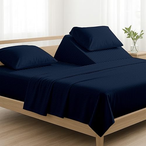 Miniatura 14 de NON Sticky cotton Juego de sábanas Queen de 4 piezas para cama ajustable con números de sueño, sábanas de cama 100% algodón egipcio, cabezal