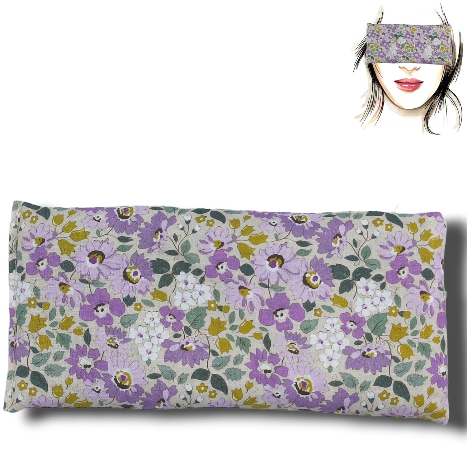 Cuscini per gli occhi "Pack 2 - Fiori" | Semi di lavanda e riso | Yoga, Meditazione, rilassamento, riposo oculare...