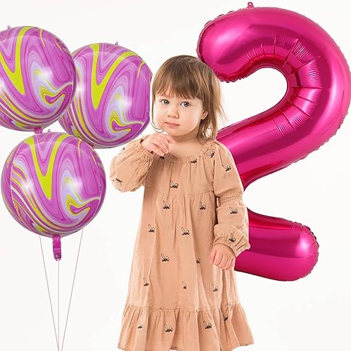 Miniatura 10 de Globos gigantes de color rosa intenso con el número 60, 40 pulgadas Jumbo número 60, globos grandes de aluminio de Mylar para niñas y mujeres,