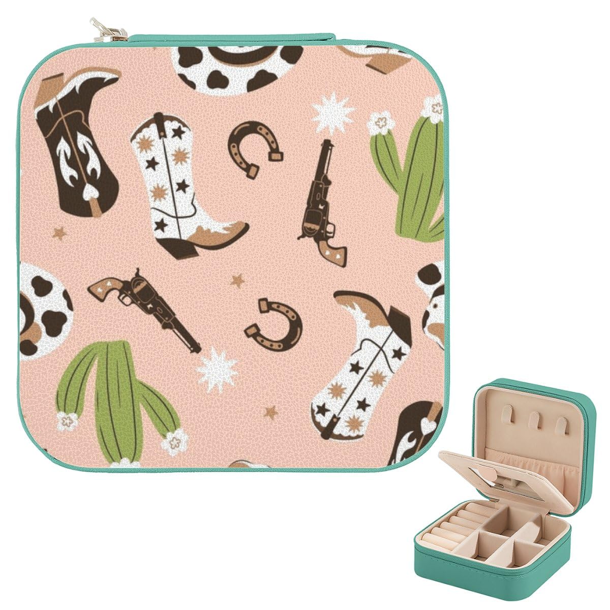 Ballerina Jewelry Box for Girls Cowboy Boots Hats Pinkish Beige Leather Pale Green Girl Jewelry Box Home Accessories
