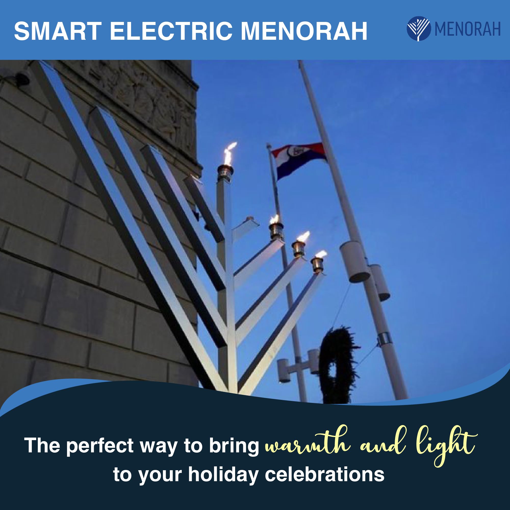 9 FT LED Electric Menorah - Bright LED Lights W/Sequential Lighting | Holiday Decoration for The Office, Home or Outdoor Displays | Easy Set Up | Touch Pad + Remote Control