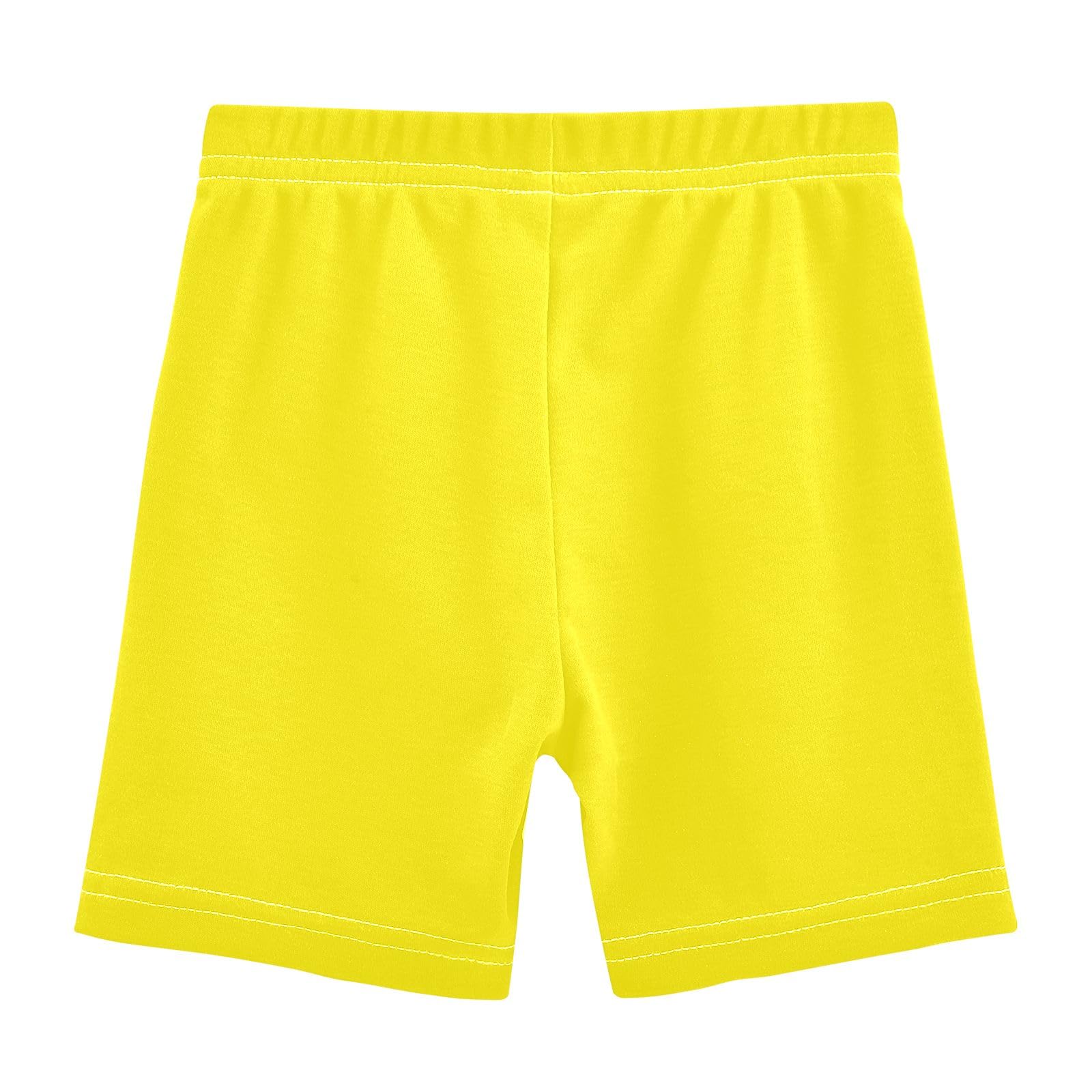 CHIFIGNO Canary Yellow Girls Cartwheel Shorts Under Dress Bike Shorts Breathable Dance Short Clothes for Kids 5T