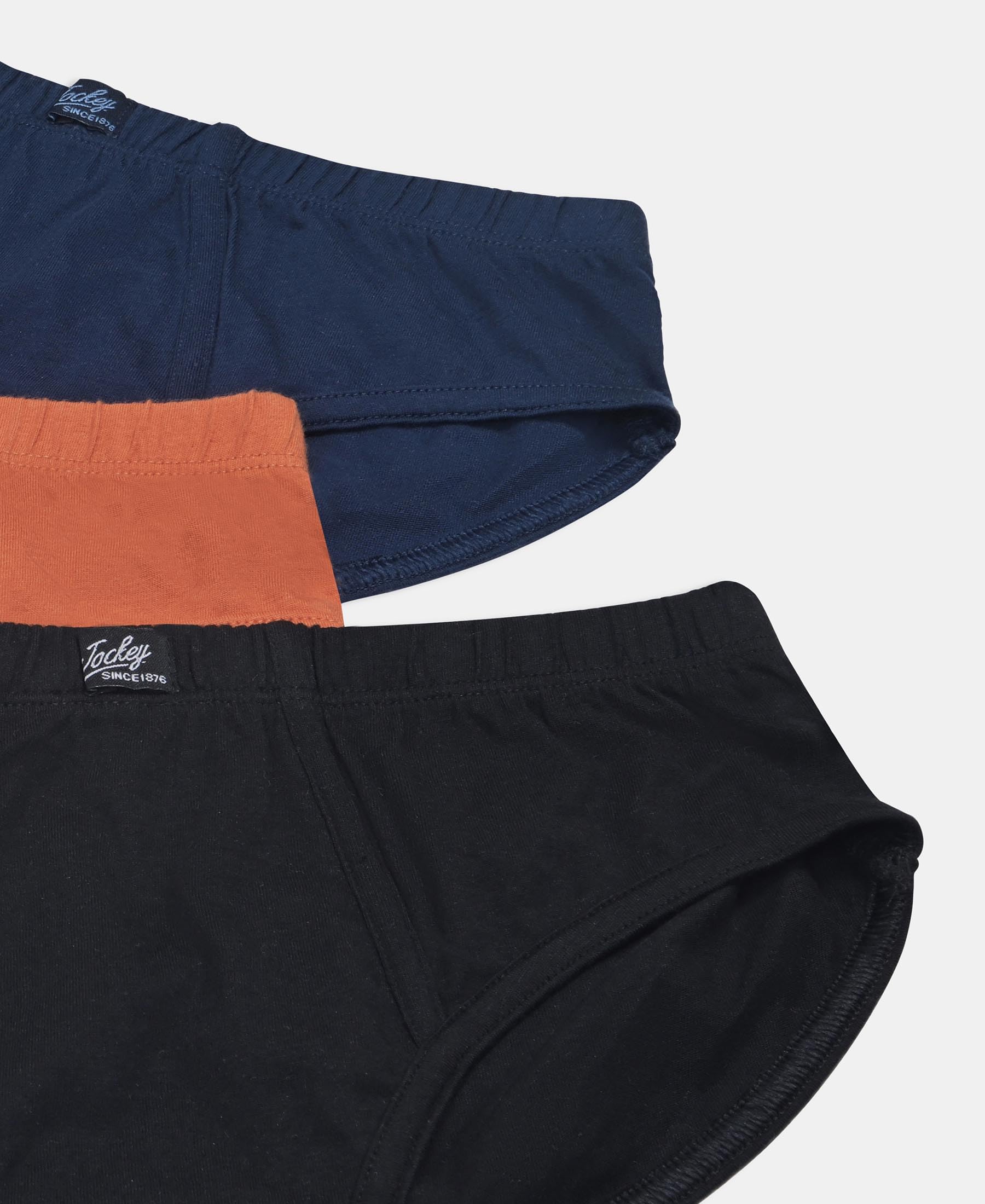 Jockey 3035 Boys Super Combed Cotton Solid Brief with Ultrasoft Waistband (Pack of 3)_Navy, Black & Raw Sienna_11-12 Yrs - Image 4 thumbnail