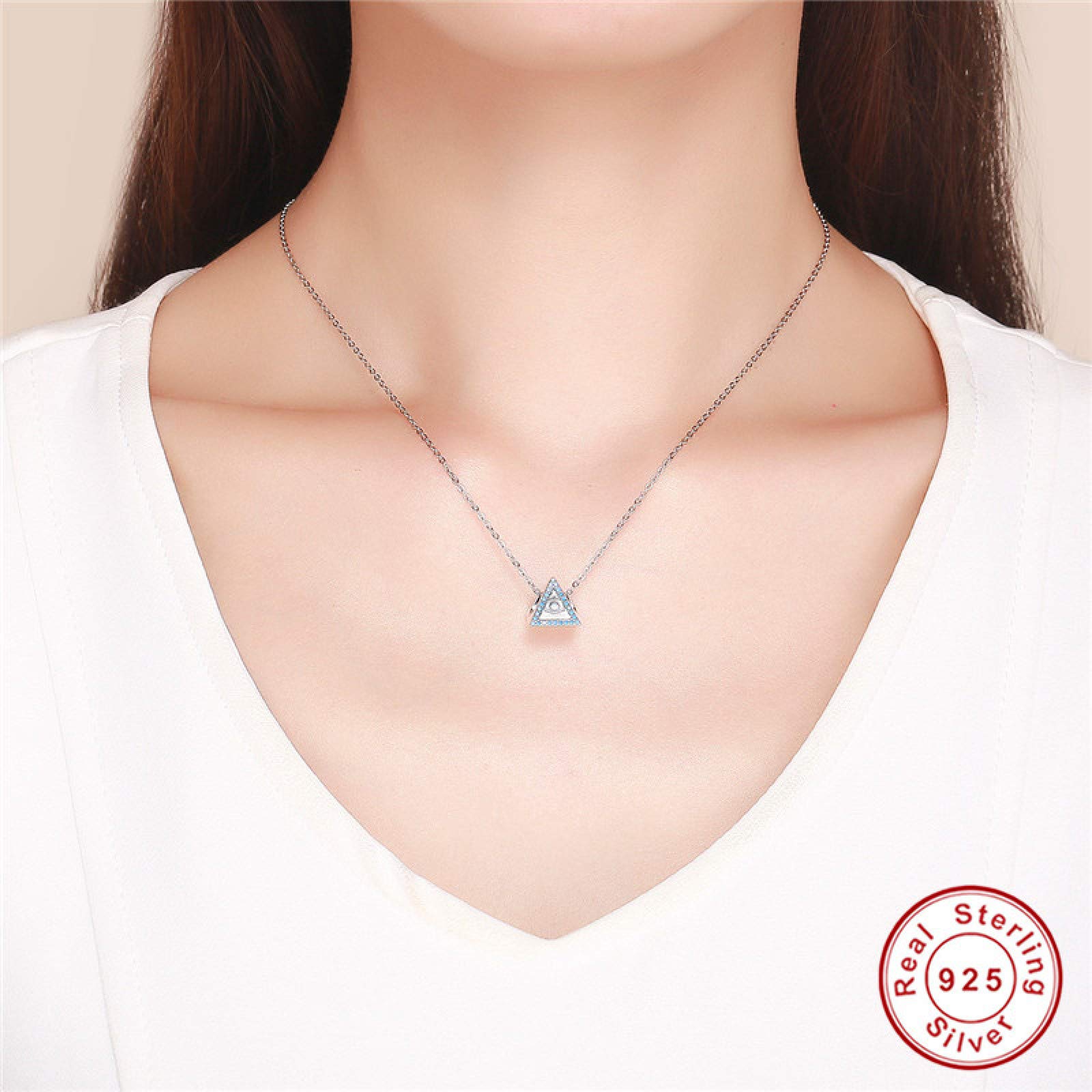 Damen-Perlen-Charms, Silber-Anhänger, Abstandsperlen for Armbänder, 925er-Silber, blaues Auge, Dreieck, Bergperlen, Damen-Anhänger, Halskette, Zubehör, Schmuck