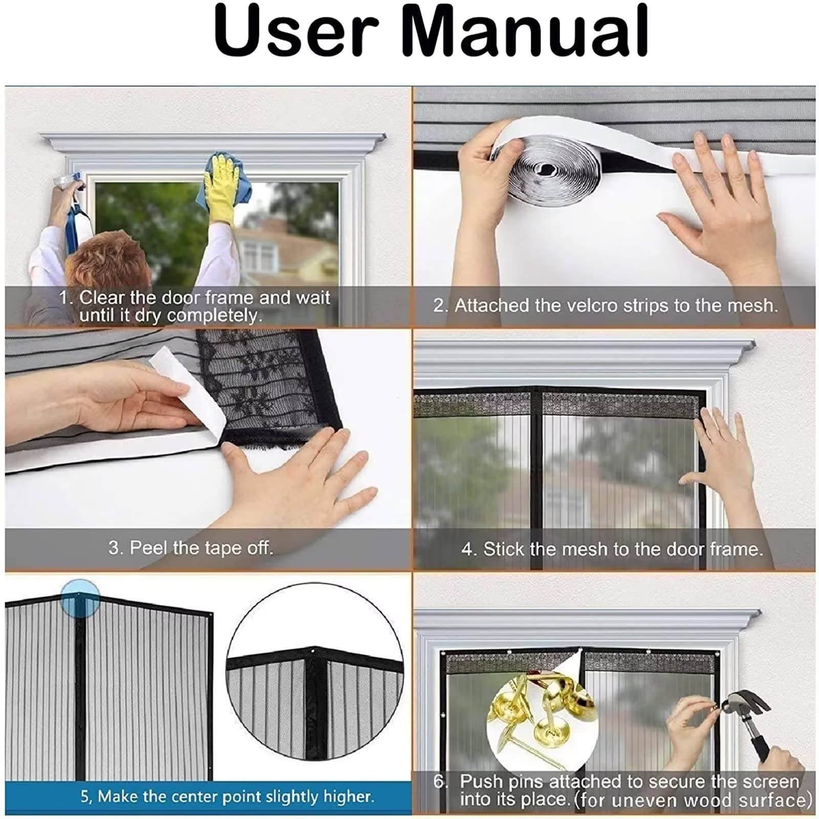 Insektenschutzgitter, Transparenter Schutz für Allergiker, 240x225cm, Für nach innen öffnende Fenster, Doppelseitiger Aufkleber, Weiß, personalisierbar