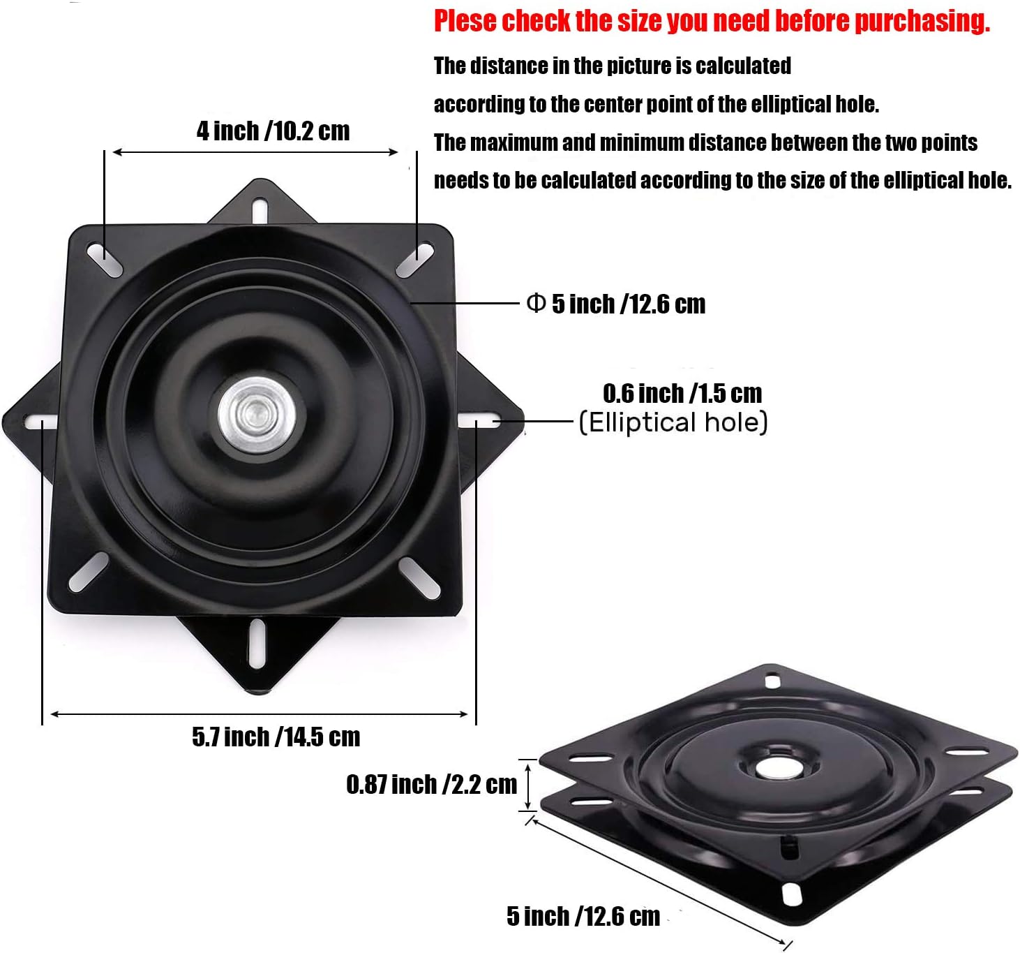 Seat Swivel Base Mount Plate for Bar Stool, Chair (5 inch) BigaMart