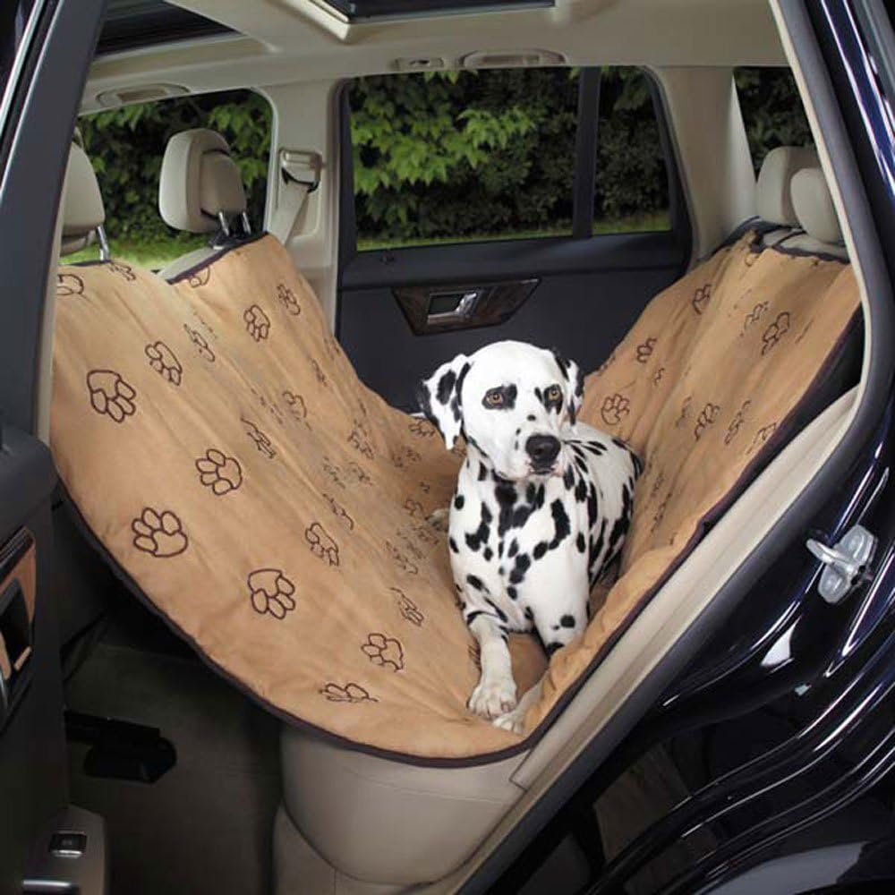 Guardian Gear GG Pawprint Hammock Car Seat Cover Tan and Black with Pet Hair Adhesive lint Roller (Set) Tan