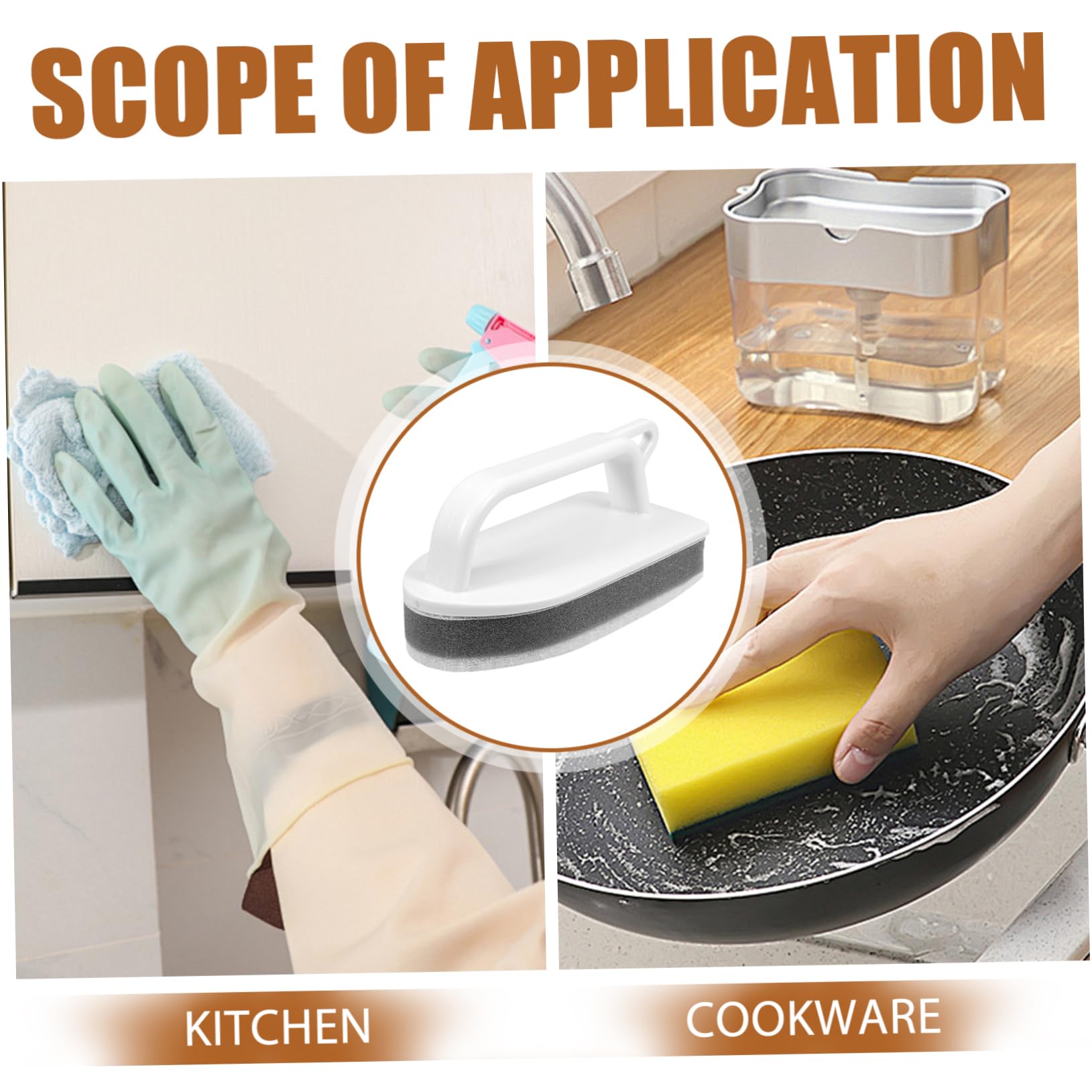 4 Juegos Esponja de Limpieza Multifuncional con Ergonómico y Cocina de Esponja y Cabezal Reemplazable Superficies y Eliminación de Suciedad