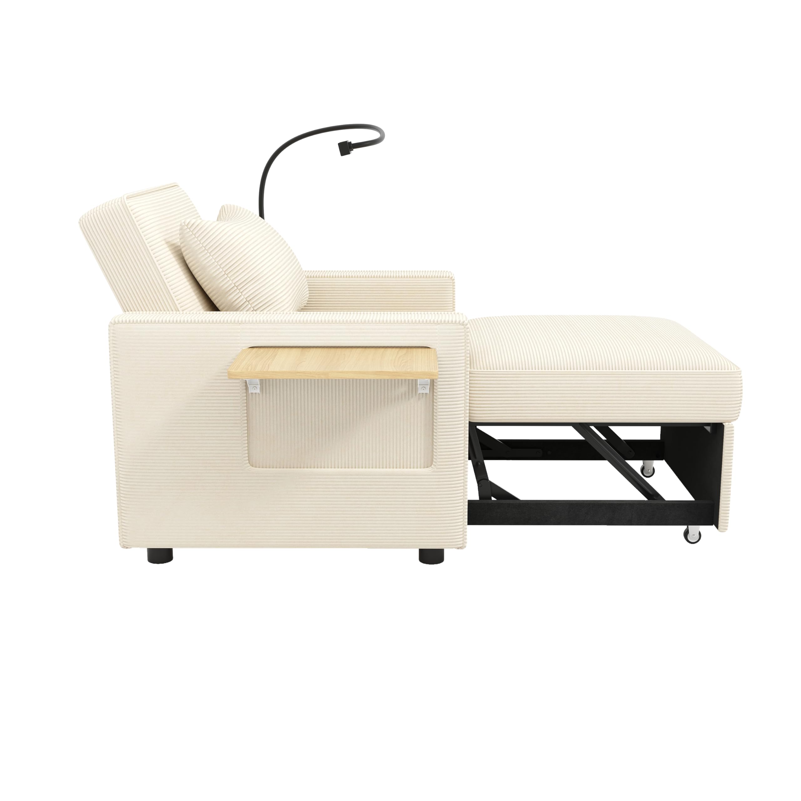 Idemon Divano letto pieghevole multifunzione con porta di ricarica USB e supporto per cellulare, poltrona relax a 1 posto, trasformabile, salvaspazio per soggiorno e camera da letto, tessuto in